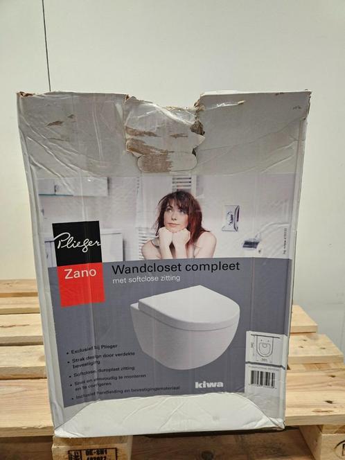 Wandcloset Pack Plieger Zano Diepspoel met Zitting met Dekse, Doe-het-zelf en Verbouw, Sanitair, Nieuw, Ophalen of Verzenden