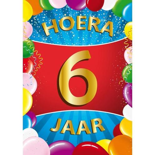 6 jaar mega deurposter 59 x 84 cm leeftijd verjaardag fees.., Hobby en Vrije tijd, Feestartikelen, Ophalen of Verzenden