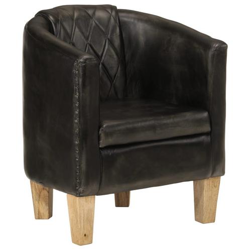 vidaXL Kuipstoel echt leer grijs, Huis en Inrichting, Fauteuils, Nieuw, Verzenden