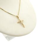 Gouden hanger van een kruis met corpus (Hanger of bedel), Ophalen of Verzenden, Gebruikt, Goud, Overige merken