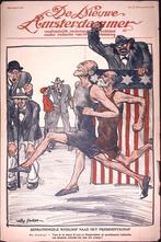 Spotprent over Amerikaanse verkiezing tijdens Eerste Were..., Antiek en Kunst, Verzenden