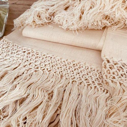 Linnen handdoeken gemaakt op een antieke weefgetouw,, Antiek en Kunst, Antiek | Kleden en Textiel