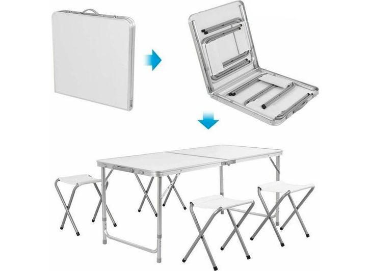 NordFalk Campingtafel met 4 Campingstoeltjes - Inklapbaar, Caravans en Kamperen, Kampeeraccessoires, Nieuw, Verzenden