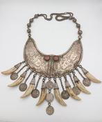 Antique Ethnic Turkmenistan tribal silver necklace with