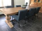 Set van 6 leren eetkamerstoelen - met armleuning en wieltjes, Huis en Inrichting, Stoelen, Nieuw, Eigentijds, Leer, Ophalen of Verzenden