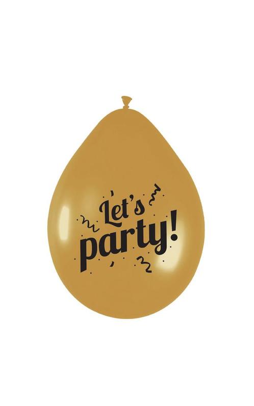 Ballonnen LetS Party Goud 30cm 6st, Hobby en Vrije tijd, Feestartikelen, Nieuw, Verzenden