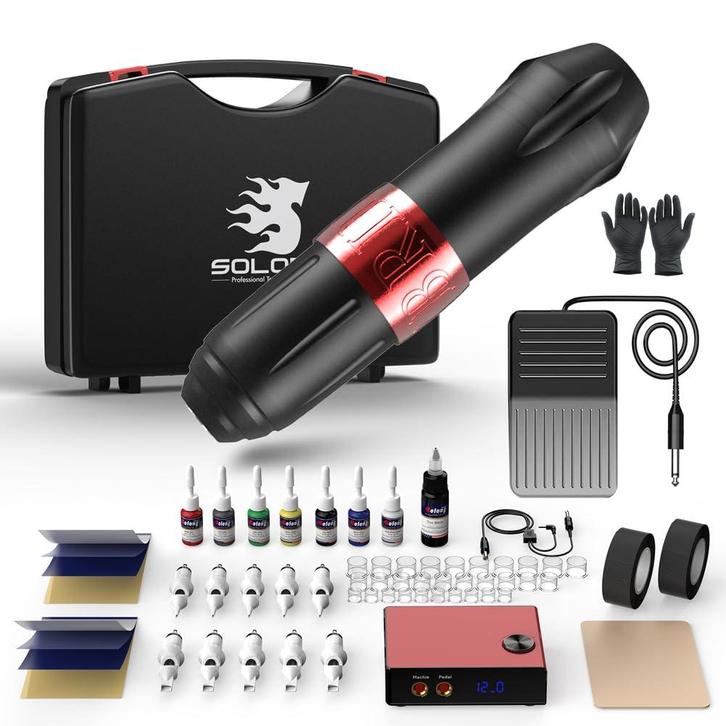 Tattoo machine - Tattoo apparaat - Tattoo set - Zwart - Solo, Huis en Inrichting, Overige Huis en Inrichting, Zo goed als nieuw