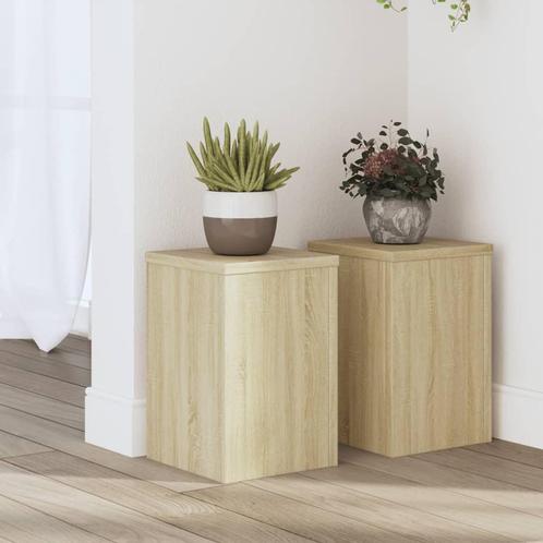 vidaXL Plantenstandaards 2 st 20x20x30 cm bewerkt hout, Tuin en Terras, Overige Tuin en Terras, Nieuw, Verzenden
