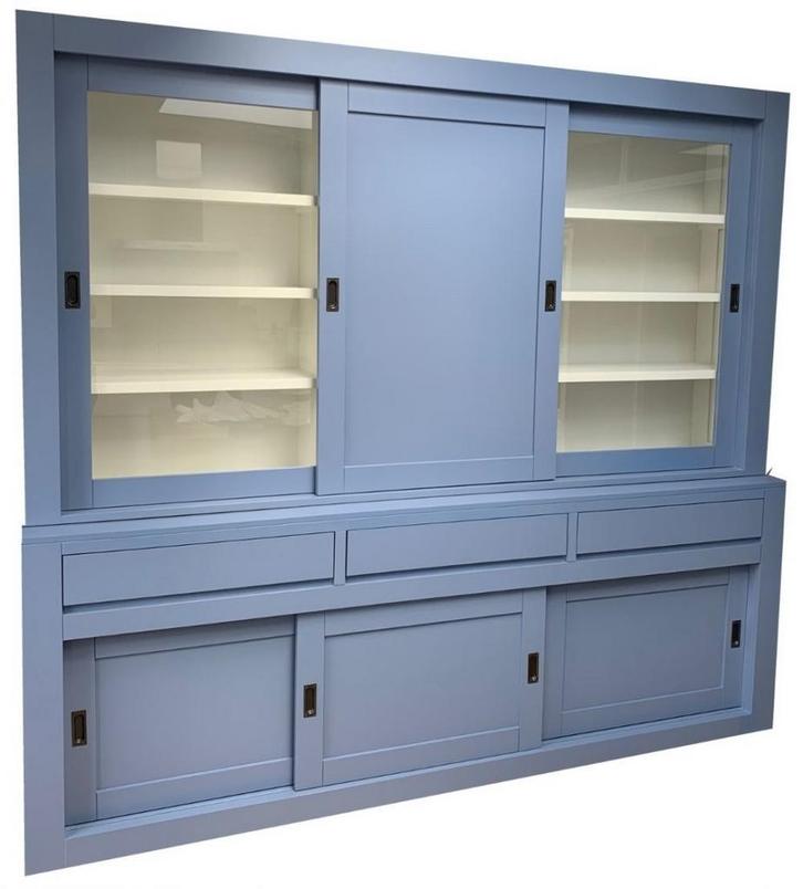 Buffetkast blauw Schagen 240cm dichte middendeur, Huis en Inrichting, Kasten | Buffetkasten, Ophalen of Verzenden