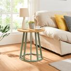 Bijzettafel Lensuu 48x48 cm rond eikenkleurig en pastellgroe, Verzenden, Nieuw