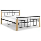 vidaXL Bedframe metaal en massief eikenhout 140x200 cm, Verzenden, Zwart, 140 cm, 200 cm