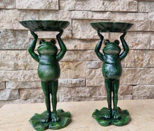 Beeldje, Pair of Frog candlesticks - 20 cm - IJzer, Antiek en Kunst, Kunst | Designobjecten