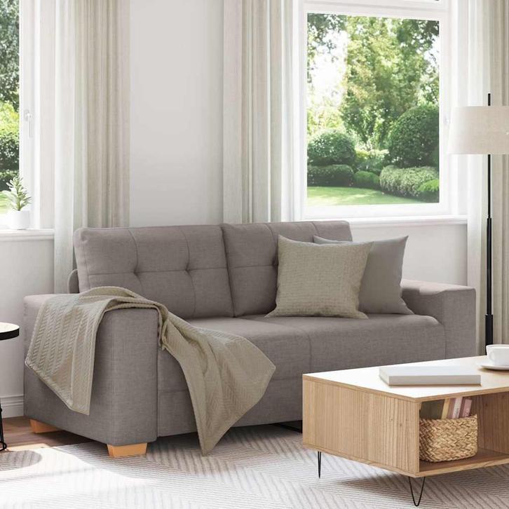 vidaXL Loveseat Bank Taupe 140 cm Stof, Huis en Inrichting, Banken | Bankstellen, Nieuw, Stof, Verzenden