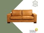 Leren bank Enjoy - 2,5 zits - Kenia Cognac (cognac) - Poten, Nieuw, Ophalen of Verzenden, Rechte bank, Modern