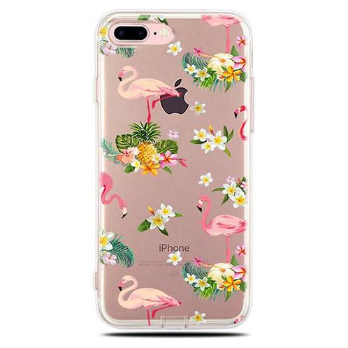 iPhone 7 Plus / 8 Plus Soft TPU Hoesje Flamingo Bloemen Prin, Telecommunicatie, Mobiele telefoons | Hoesjes en Frontjes | Apple iPhone