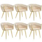 Set eetkamerstoelen Astano fluweel, knoopdesign - zandkleuri, Huis en Inrichting, Stoelen, Verzenden, Nieuw