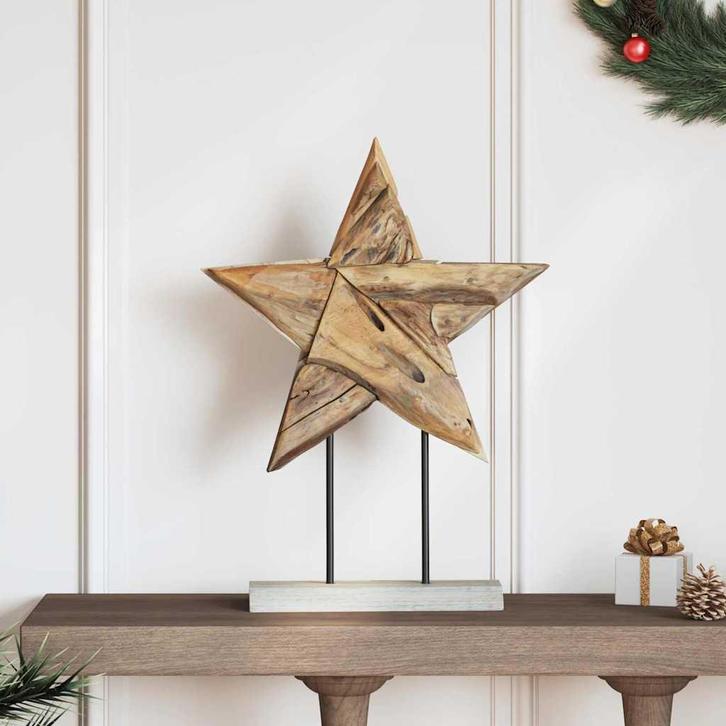 vidaXL Kerstster Bruin 45 x 5 x 60 cm Massief Teakhout, Diversen, Kerst, Nieuw, Verzenden
