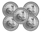Zuid-Afrika. 5 x 1 oz South African 1 Rand Silver Krugerrand, Postzegels en Munten, Edelmetalen en Baren