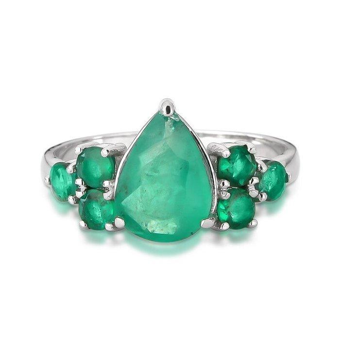 Ring - 18 karaat Witgoud - 2.45ct. tw. Smaragd - Smaragd -, Sieraden, Tassen en Uiterlijk, Ringen