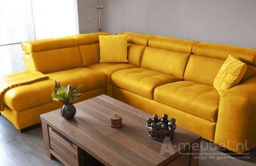 Hoekbank Harderwijk - hoekbanken - Geel, Huis en Inrichting, Banken | Sofa's en Chaises Longues, Nieuw, Stof