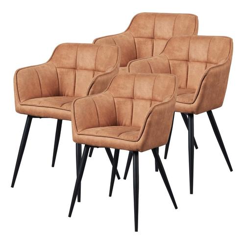 Eetkamerstoel Birmingham set van 4 fauteuils 81x57x53 cm bru, Huis en Inrichting, Stoelen, Nieuw, Verzenden
