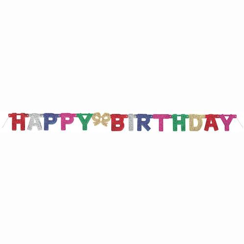Letterslinger Happy Birthday Gekleurd 1,42m, Hobby en Vrije tijd, Feestartikelen, Nieuw, Verzenden