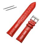 Fako® - Horlogebandje - Echt Leer - 18mm - Croco - Rood, Verzenden, Nieuw