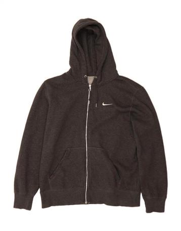 NIKE Mens Zip Hoodie Sweater Large Grey Cotton beschikbaar voor biedingen