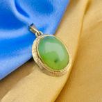 Gouden hanger met Jade (vintage gouden hanger, vintage), Ophalen of Verzenden, Gebruikt, Goud, Overige merken