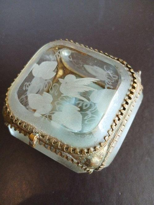 Sieradendoos - Glas, Messing - XIX Napoleon III Geen RP!, Antiek en Kunst, Antiek | Overige Antiek