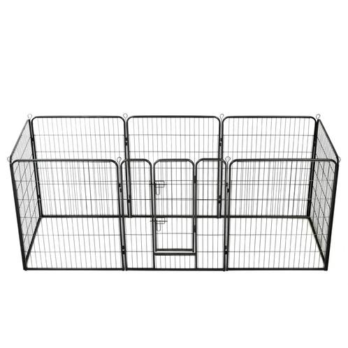 Hondenren met 8 panelen 80x100 cm staal zwart (Huisdieren), Dieren en Toebehoren, Honden-accessoires, Nieuw, Verzenden