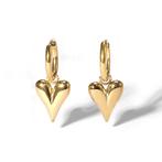 Gouden klapcreolen met hart hanger, Sieraden, Tassen en Uiterlijk, Oorbellen, Verzenden, Nieuw, Zilver