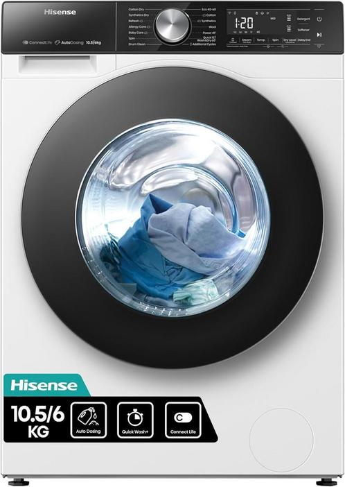 Hisense Wd5s1045bw Autodose Was-droogcombi 10.5 - 6kg 1400t, Witgoed en Apparatuur, Was-droogcombinaties, Nieuw, 85 tot 90 cm