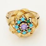 Ring - 18 karaat Geel goud Spinel - Turkoois, Nieuw