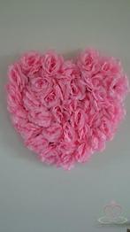 Hart autodecoratie zijden bloemen roze met zuignappen 45x40, Hobby en Vrije tijd, Ophalen of Verzenden, Nieuw