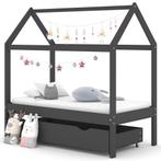 vidaXL Kinderbedframe met lade grenenhout donkergrijs 70x140, Kinderen en Baby's, Kinderkamer | Bedden, Verzenden, Nieuw