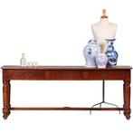Doorleefde  lange sidetable met 3 laden op gedraaide poten N, Antiek en Kunst, Ophalen of Verzenden
