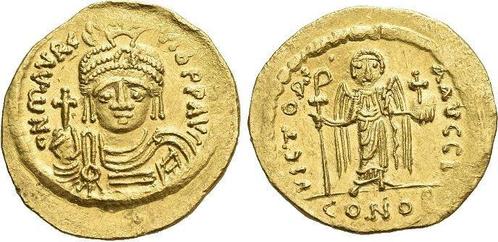 Solidus 582-602 n Chr Byzanz Mauricius Tiberius 582-602, Postzegels en Munten, Munten | Europa | Niet-Euromunten, Verzenden
