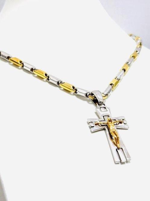 Ketting met hanger - 18 karaat Geel goud, Witgoud - Gemaakt, Sieraden, Tassen en Uiterlijk, Antieke sieraden