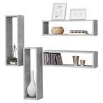 Wandplank Fagernes set van 4 59x14,5x17 cm betonlook, Verzenden, Nieuw