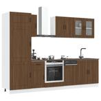vidaXL 8-delige Keukenkastenset Kalmar bewerkt hout bruin, Huis en Inrichting, Keuken | Keukenelementen, Verzenden, Nieuw, Bruin