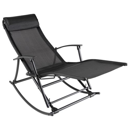 vidaXL Tuinschommelstoel staal en textileen zwart, Tuin en Terras, Tuinstoelen, Nieuw, Verzenden