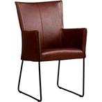 Leren eetkamerstoel Mate met armleuning - Granada Cognac (d, Huis en Inrichting, Stoelen, Overige kleuren, Leren eetkamerstoel Mate met armleuning - Granada Cognac (donkercognac) - U-poot staal rond zwart past perfect in uw interieur als u woonstijl: Industrieel, Modern is.