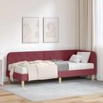 vidaXL Hoekbedframe met matras Wijnrood 80 x 200 cm Stof, Verzenden, Nieuw, Rood, Stof