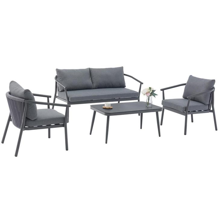 Malta stoel bank loungeset 4 delig aluminium rope, Tuin en Terras, Tuinsets en Loungesets, Nieuw, Ophalen of Verzenden