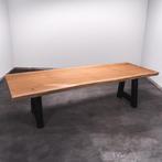 Boomstamtafel, Eettafel 300x115 massief hardhout, metaalpoot, 200 cm of meer, Nieuw, Robuust Modern, 100 tot 150 cm