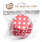 Cupcake Cups HoM Polkadot Rood 50x33mm. 50st., Verzenden, Nieuw