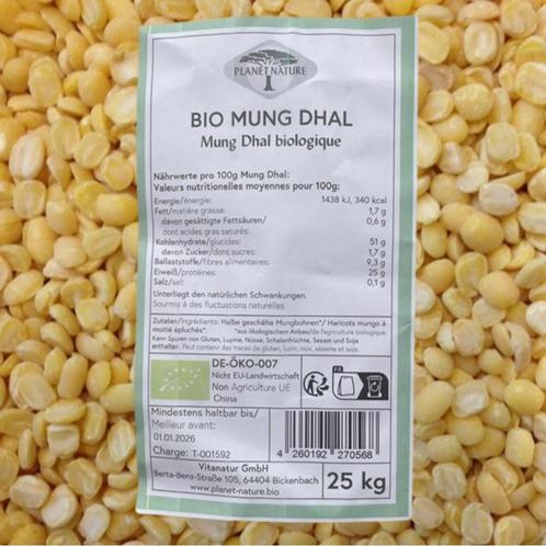 BIO-Moong/Mung Dal Gele Mungbonen - Gehalveerd/Geschild -, Sport en Fitness, Gezondheidsproducten en Wellness, Nieuw