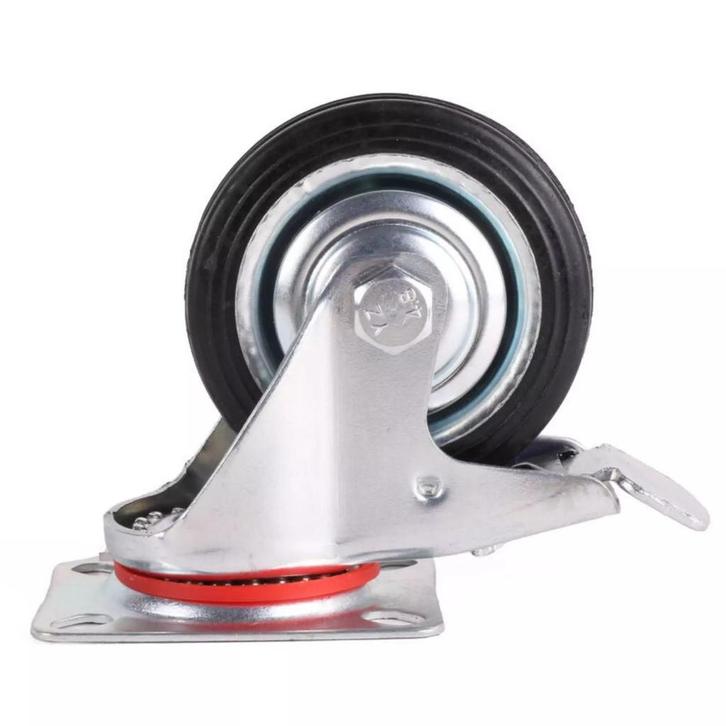 Benson Zwenkwiel met rem - 75 mm - Stalen velg - Massieve..., Doe-het-zelf en Verbouw, Zwenkwielen, Nieuw, Ophalen of Verzenden