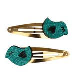 Haarspeld Klikklak Glitter Vogel 5cm Groen Goud, Nieuw, Verzenden